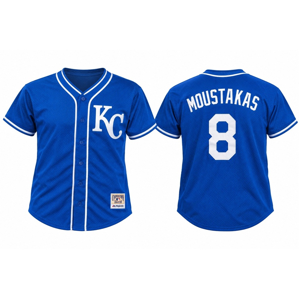 Majestic Kids Kansas City Royals Mike Moustakas #8 Jersey Blue Large L Cool Base